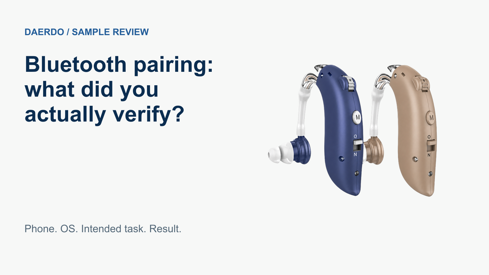 Real G25BT navy and beige product photo beside a buyer prompt: what did the Bluetooth pairing actually verify?